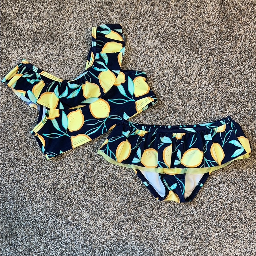 NWOT Cat & Jack Blue and Yellow Geometric Bikini Swim Set